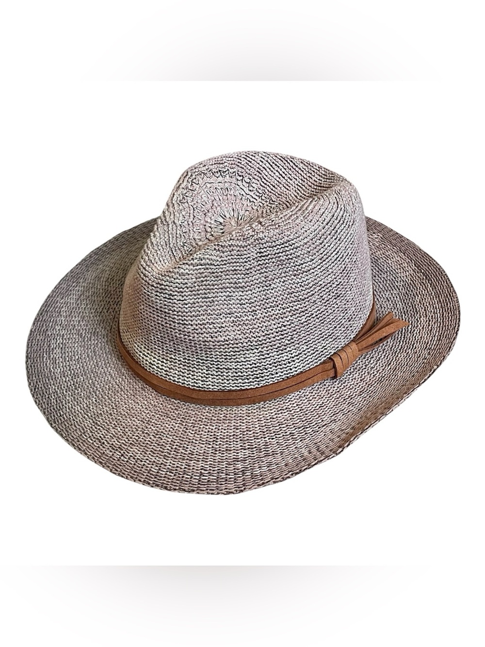 Powder Natalie Hat Braided Raffia Rope Band OSFM Wide Brim Sun Shade Fedora
